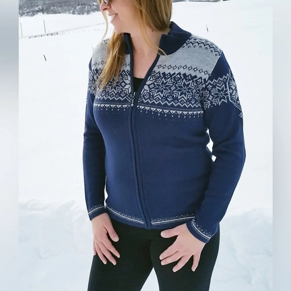 Alpaca Imports Zip Front Sweater Navy Blue XL Alpaca Wool - Picture 6 of 15